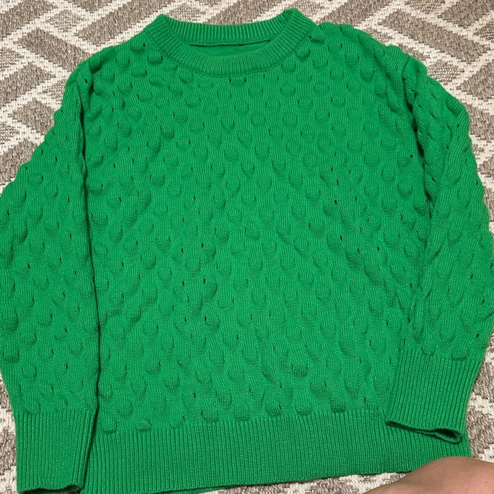 SHEIN Vibrant Green Textured Sweater Size Medium